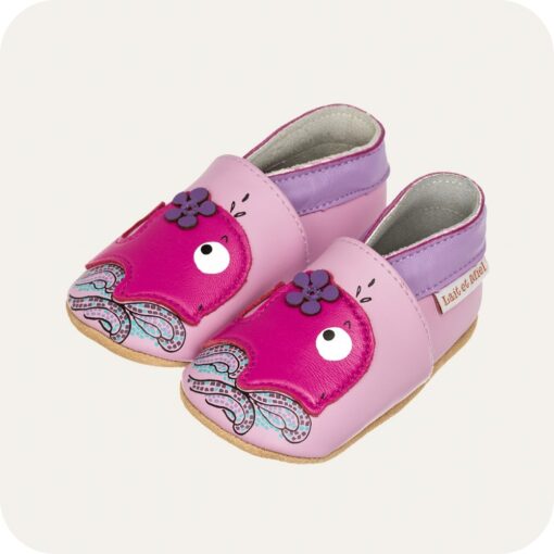 Chaussons bébé cuir souple Baleine sportive